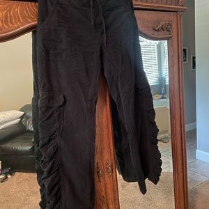 XCVI BLACK DRAWSTRING CORDUROY PANTS.